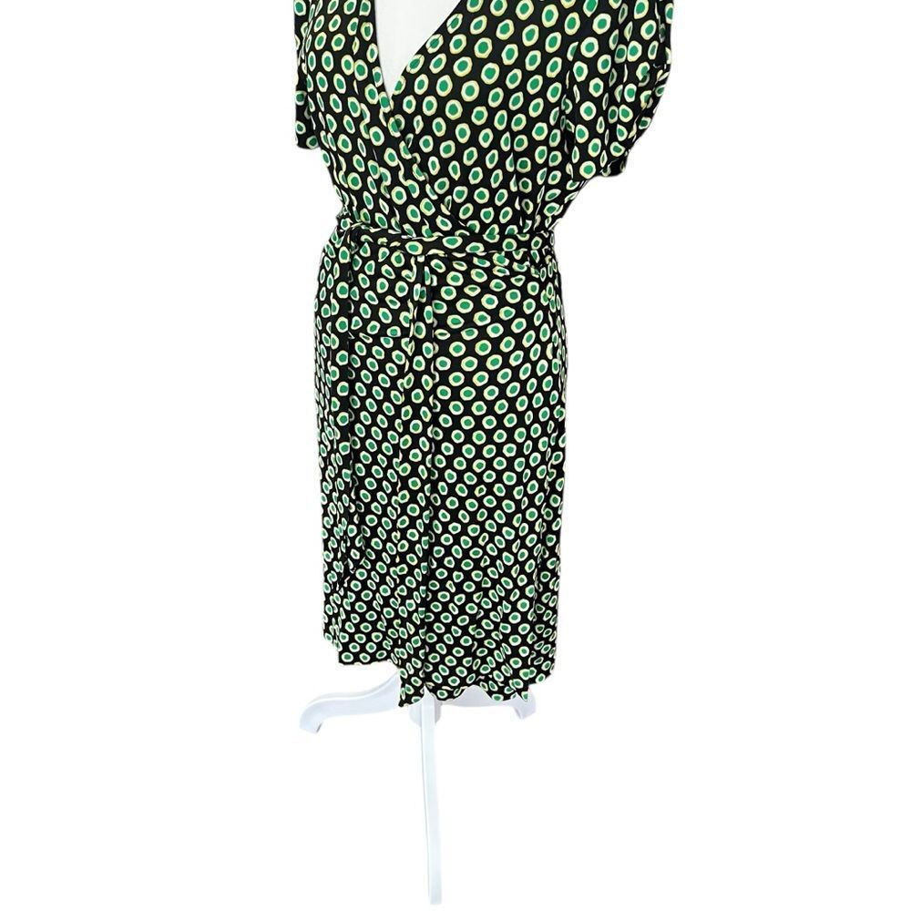 Diane Von Furstenburg Jilda Two Green Silk Retro Short Sleeve Wrap Dress 14 - Picture 5 of 12